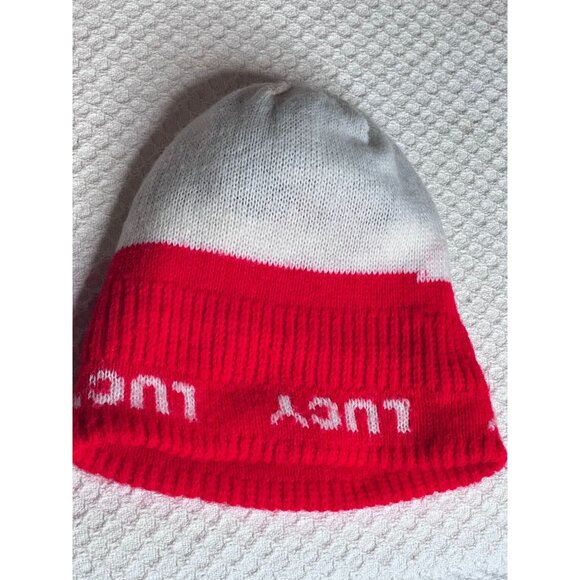 Peanuts Lucy Comic Knit Beanie Hat Red White Acrylic Winter Ski Accessory Vtg - Picture 5 of 7